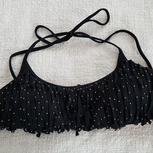 PINK black and gold fringe bikini top.